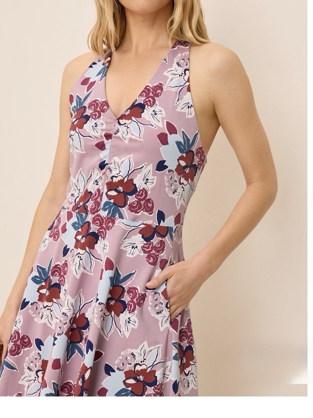 NWOT- PACT ORGANIC- WOMEN’S GATHERED HALTER DRESS- LARGE